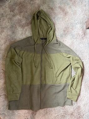 Women's Olive Green Full-Zip Hooded Sweatshirt